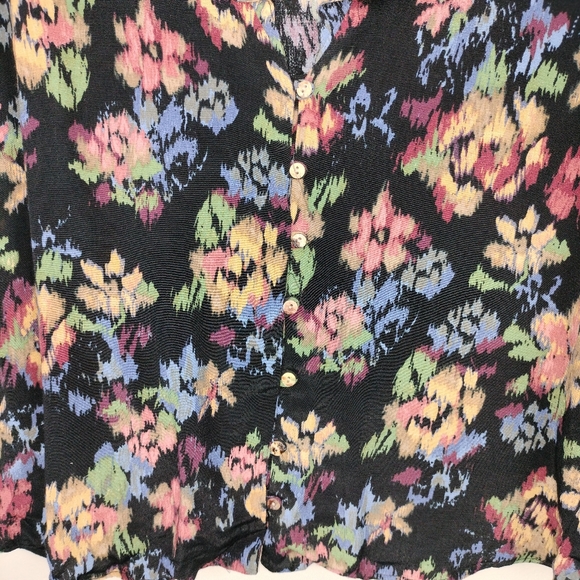 Zara Trf Collection Abstract Floral Ruffle Collar V Neck Button Down Sz. S - Picture 3 of 9